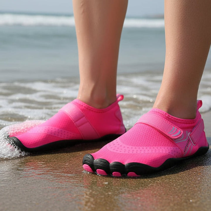 Vibrant unisex quick-dry beach shoes, perfect for aquatic sports, travel, and vacation comfort.