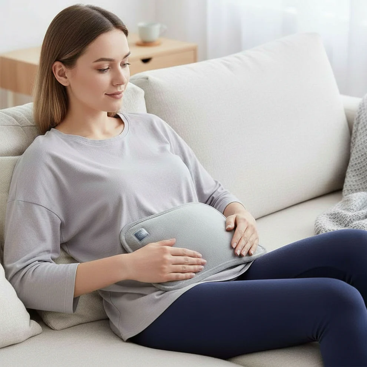 Portable thermal therapy pad with adjustable heat levels for personalized muscle pain and cramps relief.
