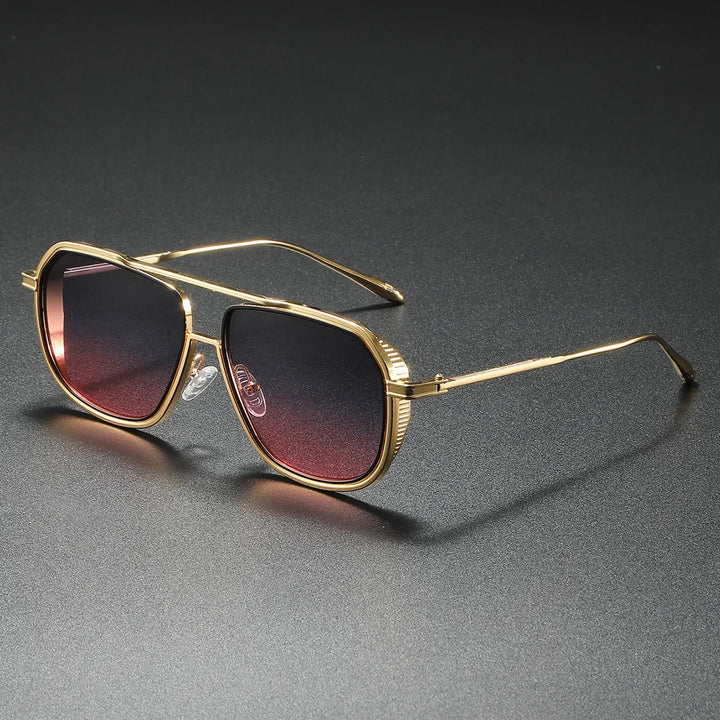 Trendy unisex rectangular metal frame sunglasses, an essential and lightweight eyewear fashion accessory