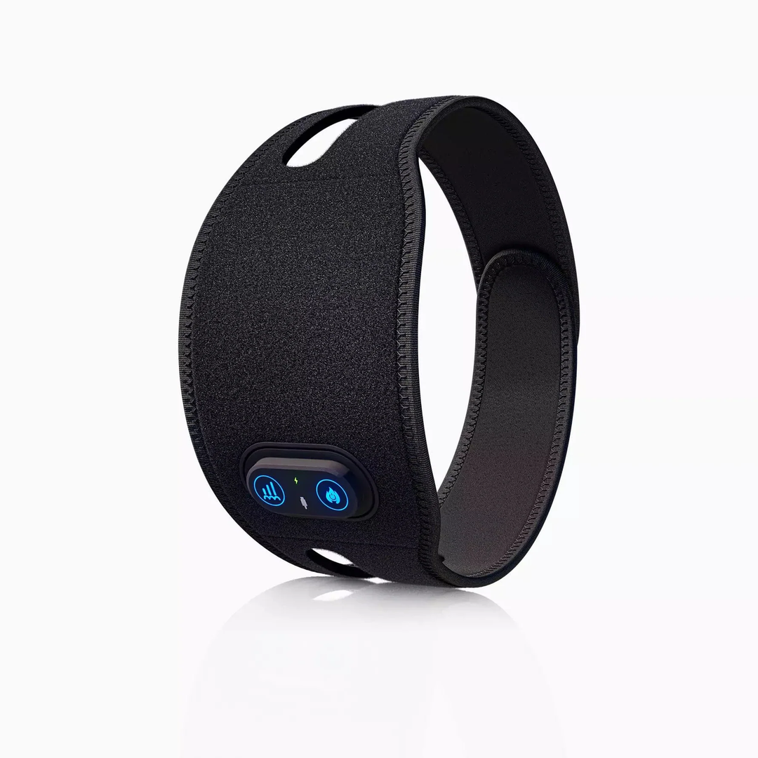 Ergonomic unisex chin strap with red light for sculpted jawline, firming skin & reducing facial sag.