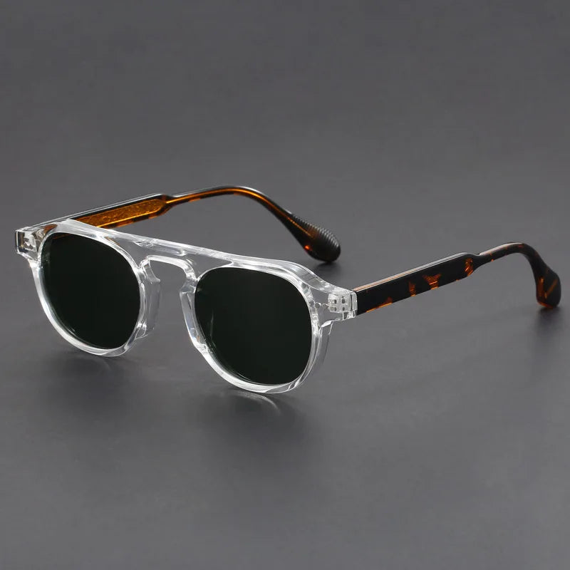 Unisex Retro Angular Sunglasses with leopard print frame, UV400 protection, stylish fashion accessory