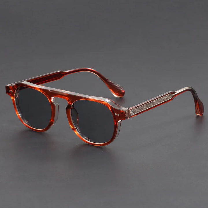 Clear Grey Unisex Retro Angular Sunglasses, lightweight design, classic eyewear, UV400 protected