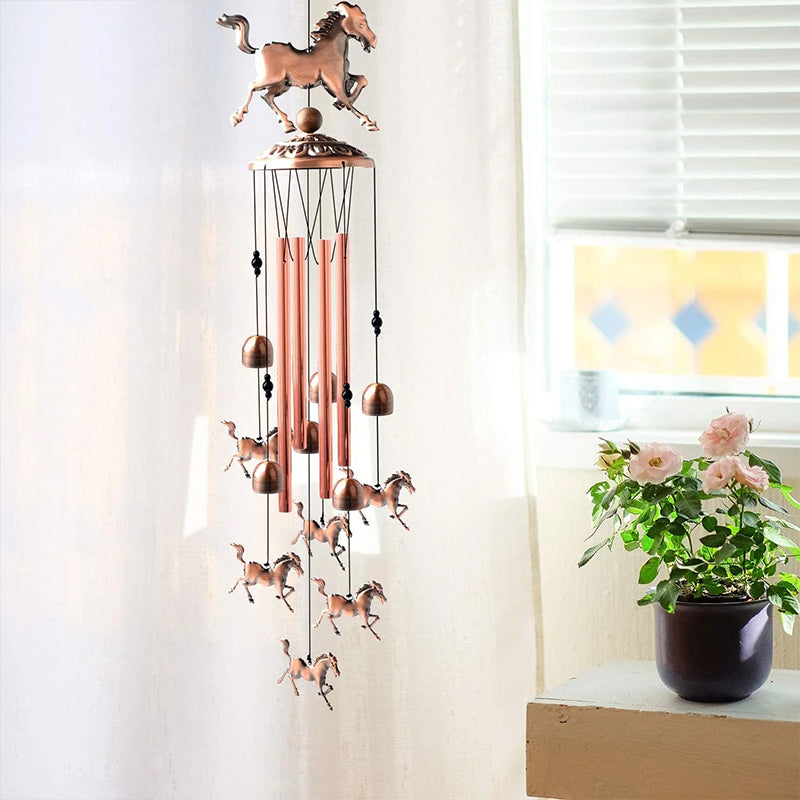 Elegant bronze animal wind chime, a handcrafted gift item, perfect for enhancing any garden or home decor