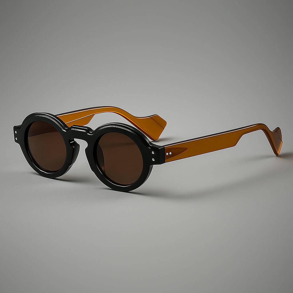 Unisex retro round acetate sunglasses in classic black, perfect for a stylish summer look.