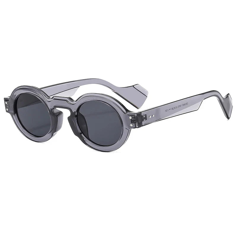 Stylish unisex retro round sunglasses with an acetate frame, ideal eyewear for sunny days.