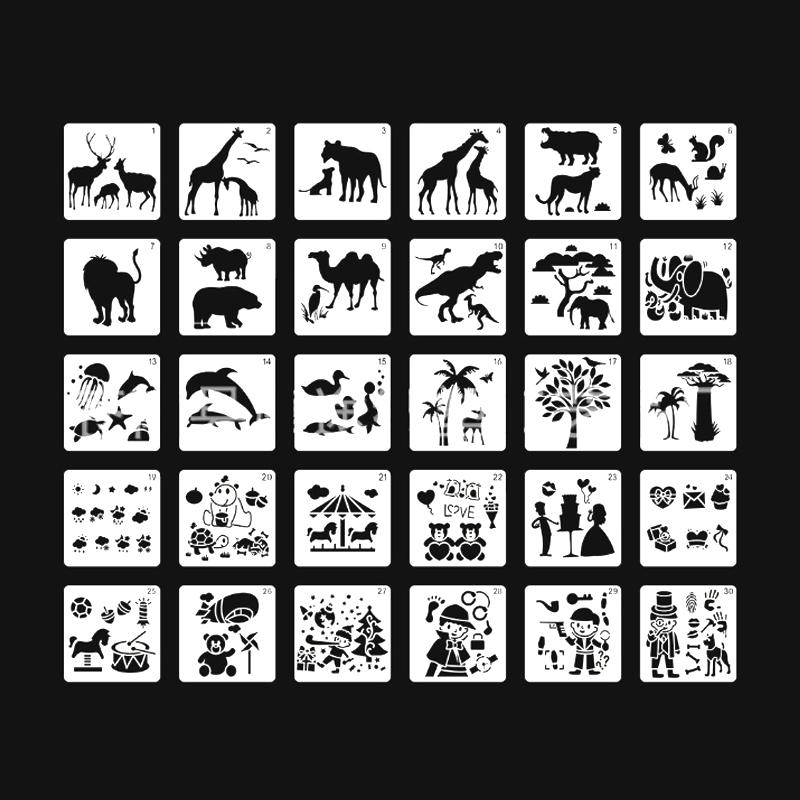 Painting tools: a set of reusable drawing stencils for diverse art and craft needs