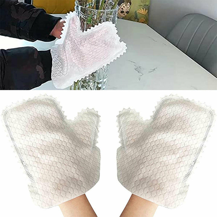 Eco-friendly bamboo fiber cleaning gloves with unique fish scale texture for dusting