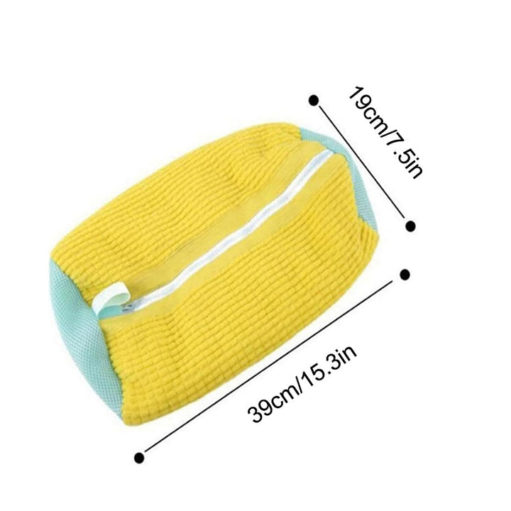 Traveling luggage with a unisex reusable laundry shoe wash bag packed inside for footwear storage