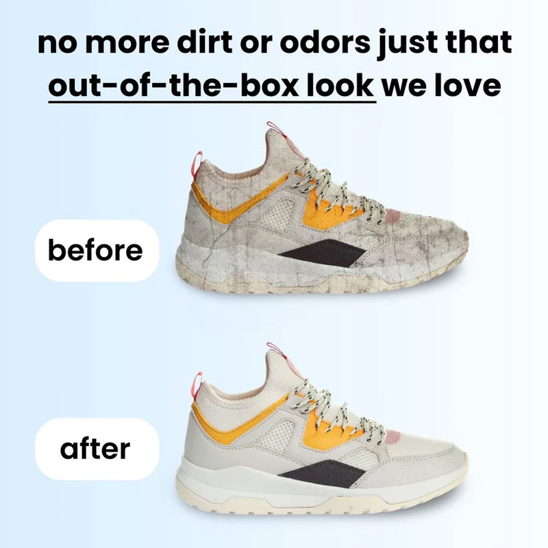 Collection of footwear care accessories, including a unisex reusable laundry shoe wash bag
