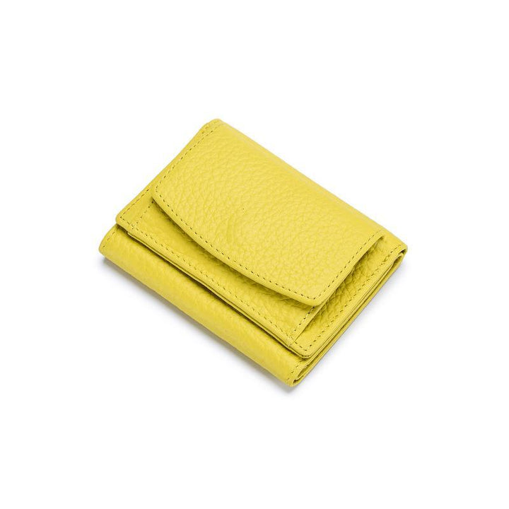 Close-up of the textured PU leather on a unisex RFID blocking compact wallet
