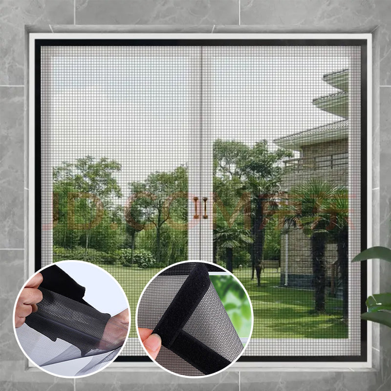 DIY installation of a unisex anti-mosquito window screen, peeling off the self-adhesive backing
