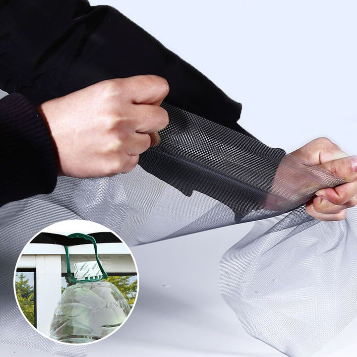 Full view of a self-adhesive window screen on a large window, effective summer essential mosquito net