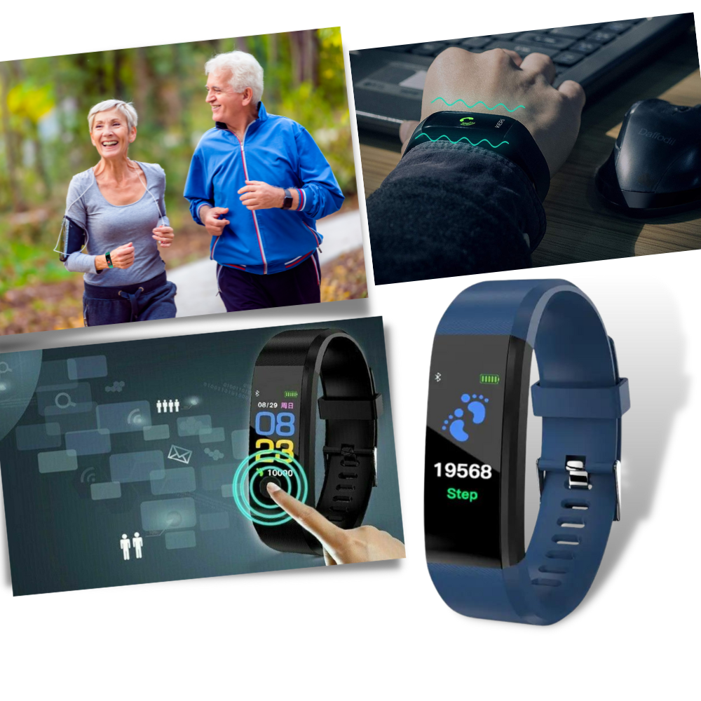 Unisex senior smartwatch for easy health monitoring and fitness tracking. Heart rate & blood pressure.