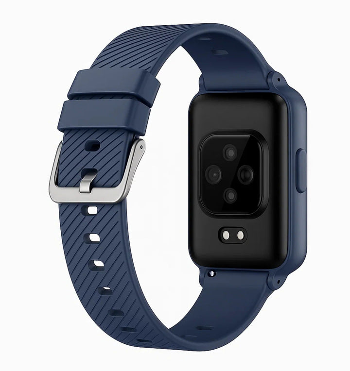 Senior smartwatch displaying steps taken & calories burned, functioning as an activity tracker for elderly health.