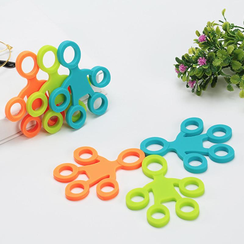 Portable fitness tool: blue silicone finger strengthener training ring