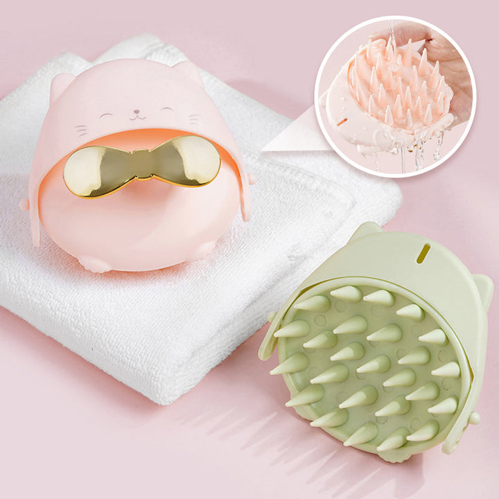 Soft silicone bristles of a scalp massager, designed to exfoliate and invigorate the scalp.