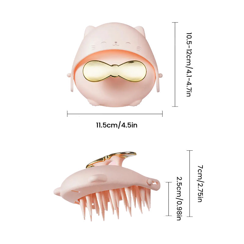 Benefits infographic of the scalp massager: deep clean, increased blood flow, hair growth.