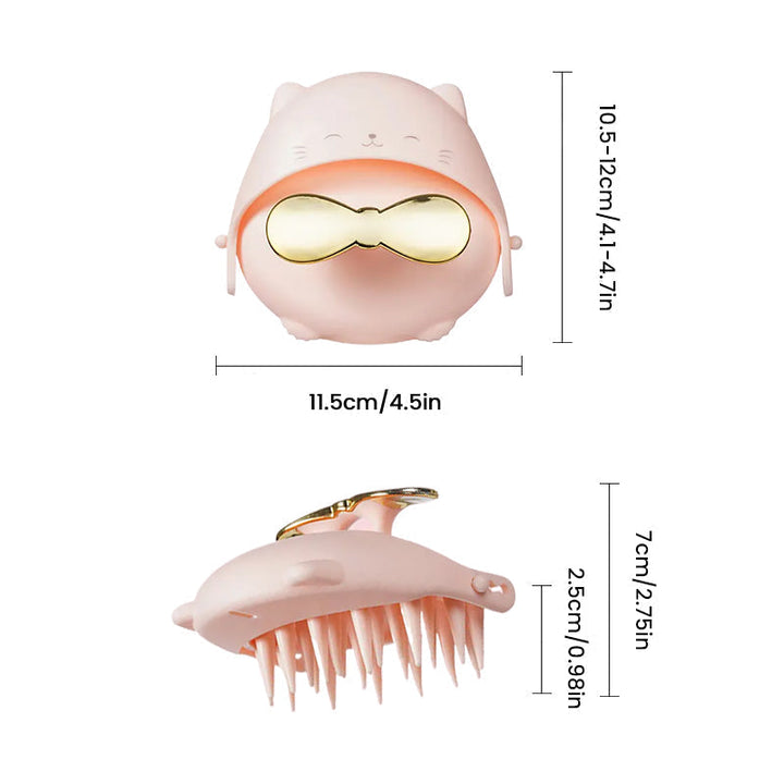 Benefits infographic of the scalp massager: deep clean, increased blood flow, hair growth.