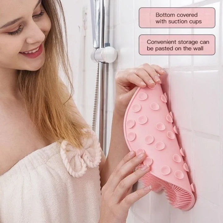 Flexible silicone shower scrubber, perfect for exfoliating feet and hard-to-reach back areas