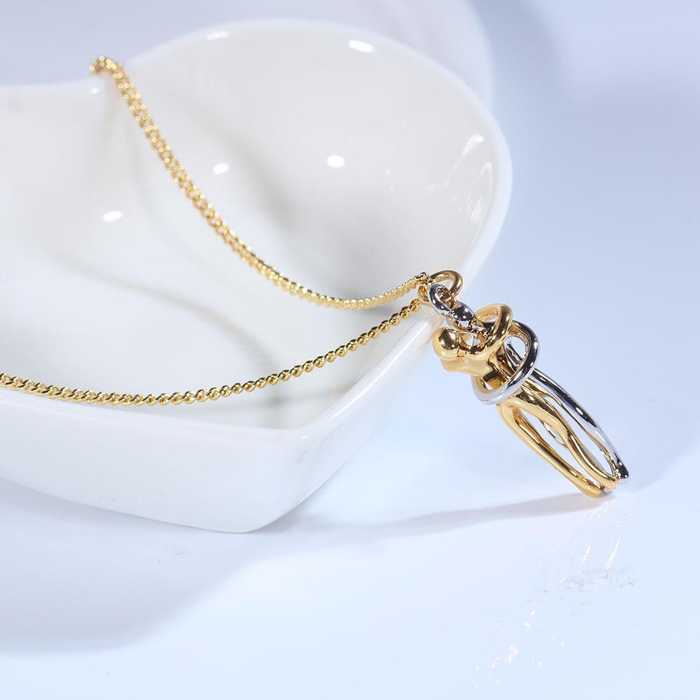 Unisex Embrace Hug Pendant Necklace, silver finish, love jewelry for him or her