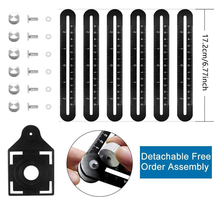 Aluminum alloy six-fold angle ruler, a durable hand tool for craftsmen.