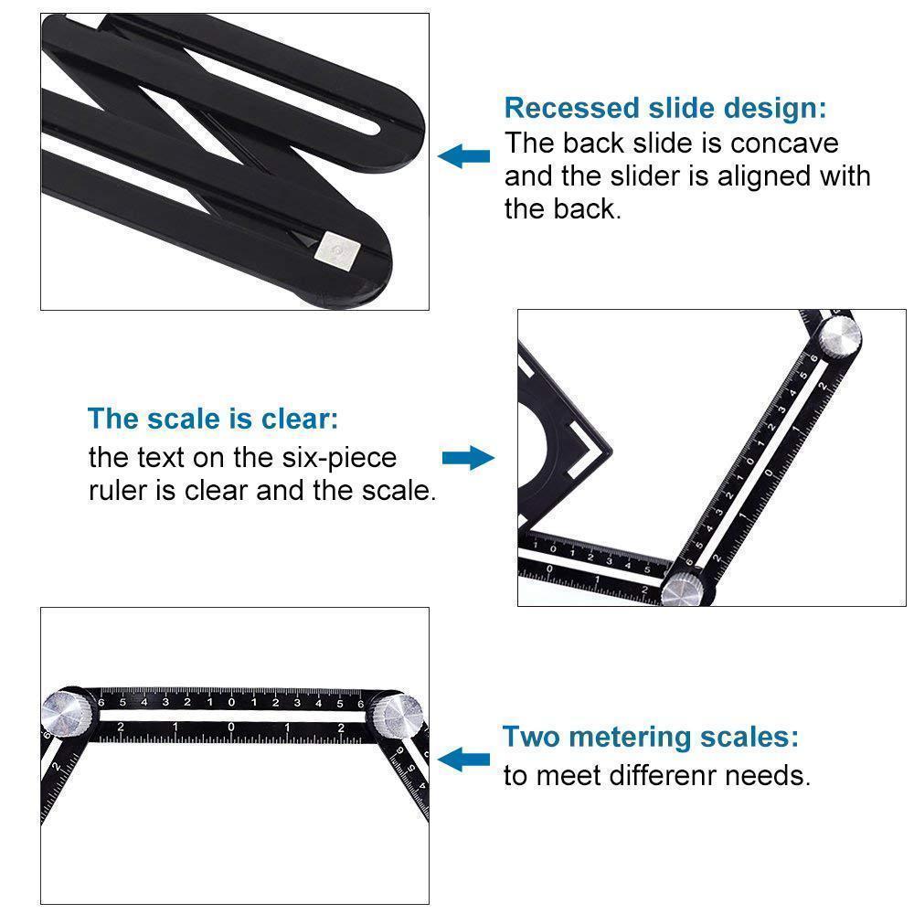 Six-fold aluminum angle layout tool, perfect for accurate measurements in various tasks.