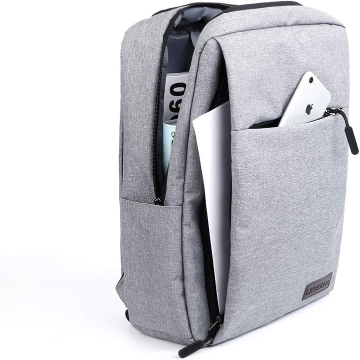 Interior view of the organized slim laptop backpack with secure compartment for up to 15.6-inch laptops.