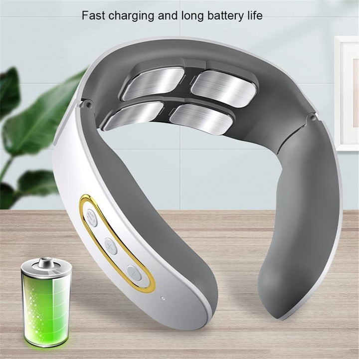 Smart neck & shoulder massager providing heat therapy and 4D massage for pain relief and wellness.