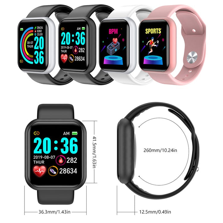 Close-up of smart fitness tracker screen displaying heart rate, suitable for all genders