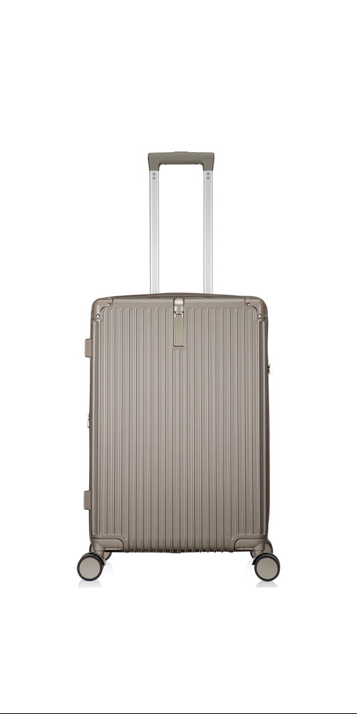 Unisex smart hardshell suitcase with USB port & integrated cupholder. Perfect travel luggage.