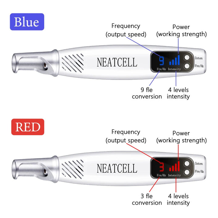Smart picosecond laser pen reduces melanin & pigment for clearer skin. Blemish corrector & acne treatment tool.