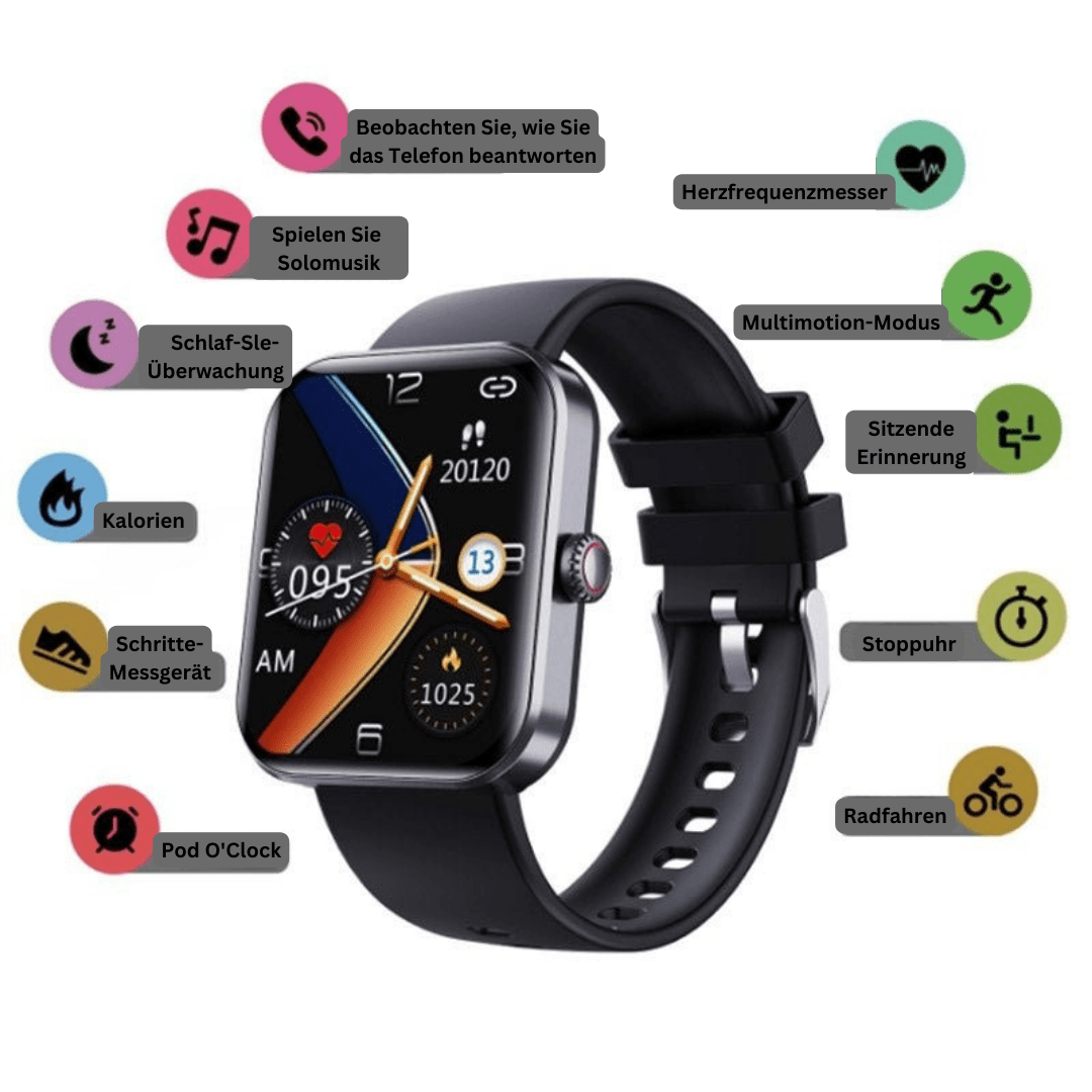 Pain-free blood sugar monitor & comprehensive health tracker smartwatch for daily use.