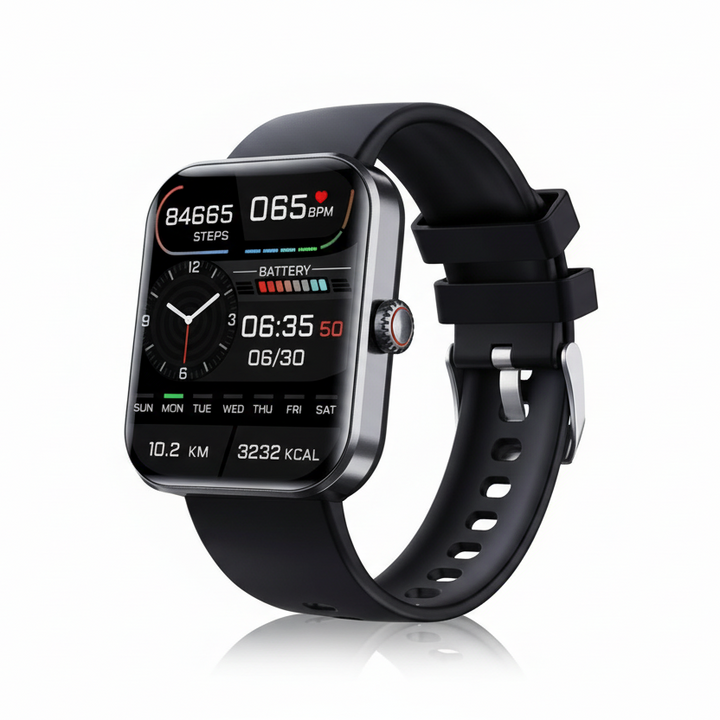 Fitness watch & non-invasive glucose tracker: monitor activity, heart rate, and blood sugar.