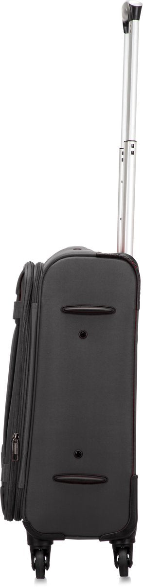 Lightweight unisex softshell cabin luggage, easy to maneuver for travel.