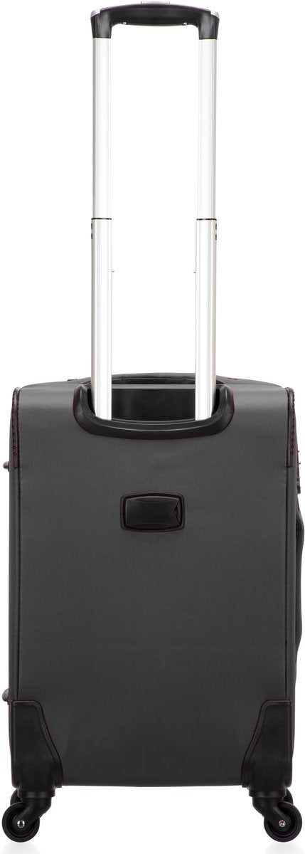 Durable unisex softshell carry-on suitcase, ideal for frequent air travelers.