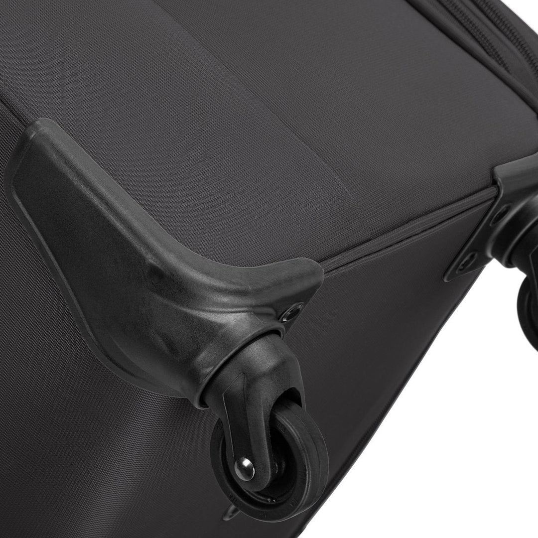 Spacious unisex softshell carry-on luggage, organized for all travel essentials.