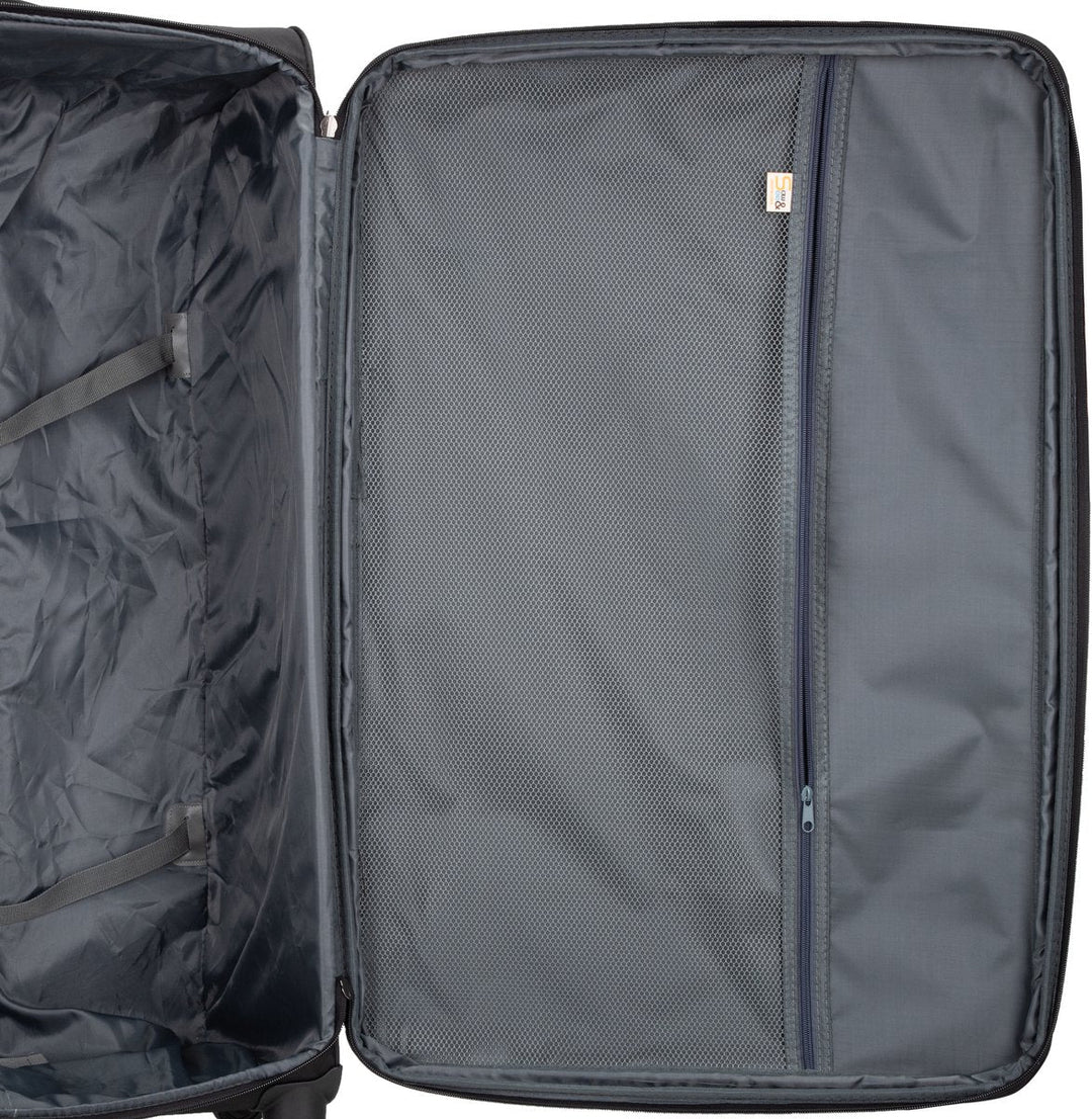 Softshell carry-on luggage with integrated TSA lock for secure air travel.
