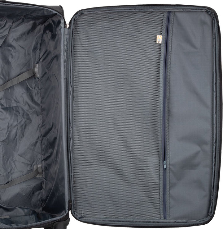 Softshell carry-on luggage with integrated TSA lock for secure air travel.