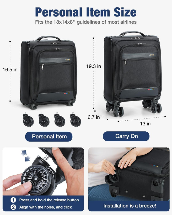 Durable softside carry-on suitcase with spinner wheels, lightweight & airline approved; ideal unisex cabin luggage.