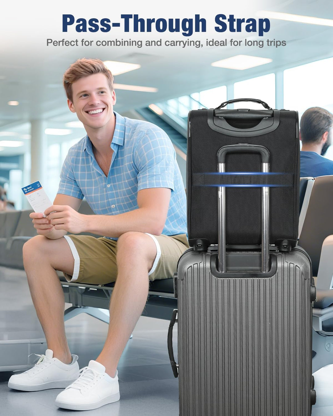 Airline approved unisex softside carry-on suitcase with expandability & durable wheels for hassle-free travel.