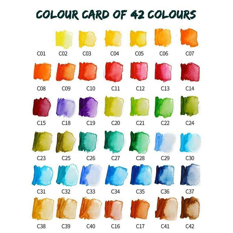 Detailed shot of solid gouache cakes in a paint set, showing rich texture, ideal for artists.