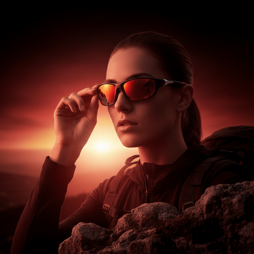 Unisex sport sunglasses with polarized UV400 lenses for glare reduction & eye protection during outdoor activities.
