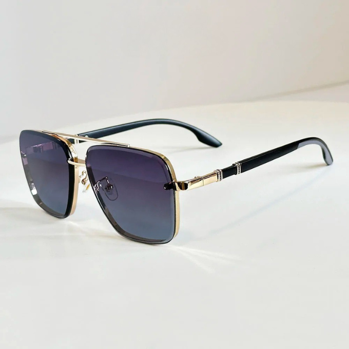 Comfort fit square aviator sunglasses for men & women, featuring gradient lenses and a sleek metal frame.
