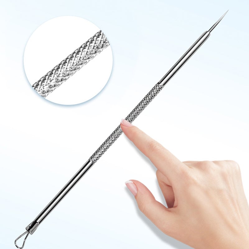 Complete unisex stainless steel blackhead & pimple remover kit with elegant case