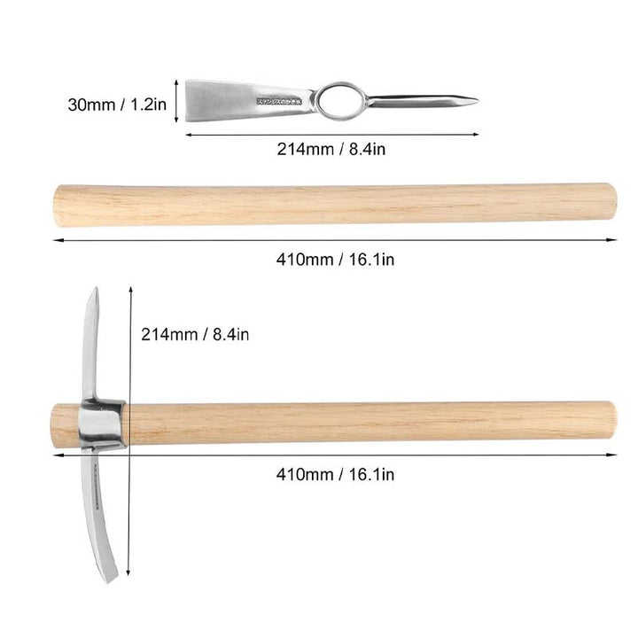 Collection of gardening tools featuring the stainless steel pickaxe mattock as a versatile, durable option.