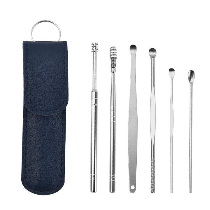 Compact stainless steel earwax removal kit, perfect for travel and personal hygiene