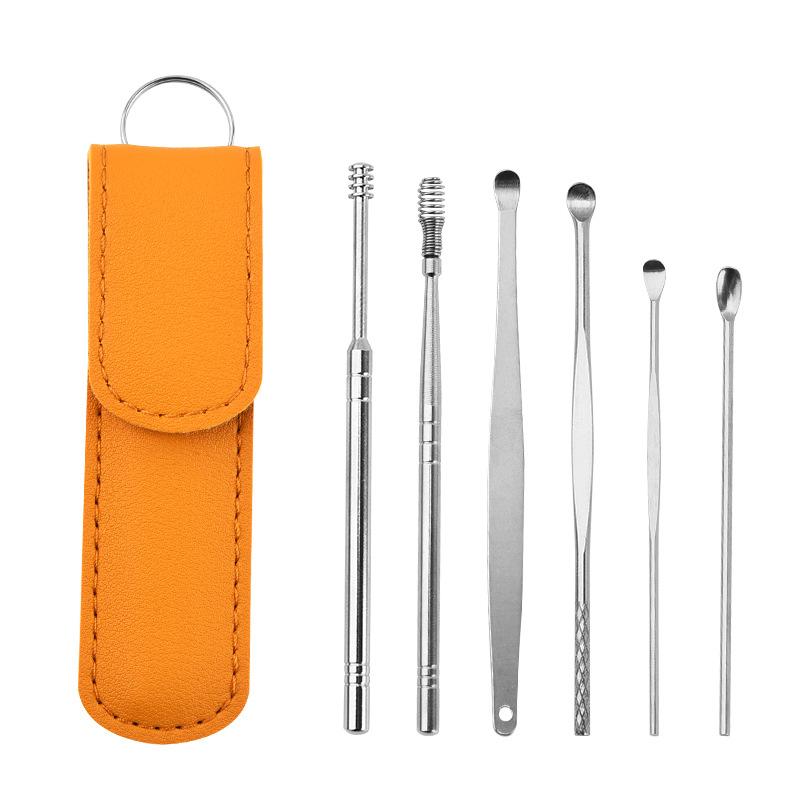 Set of different sized ear picks made from surgical grade stainless steel for ear care