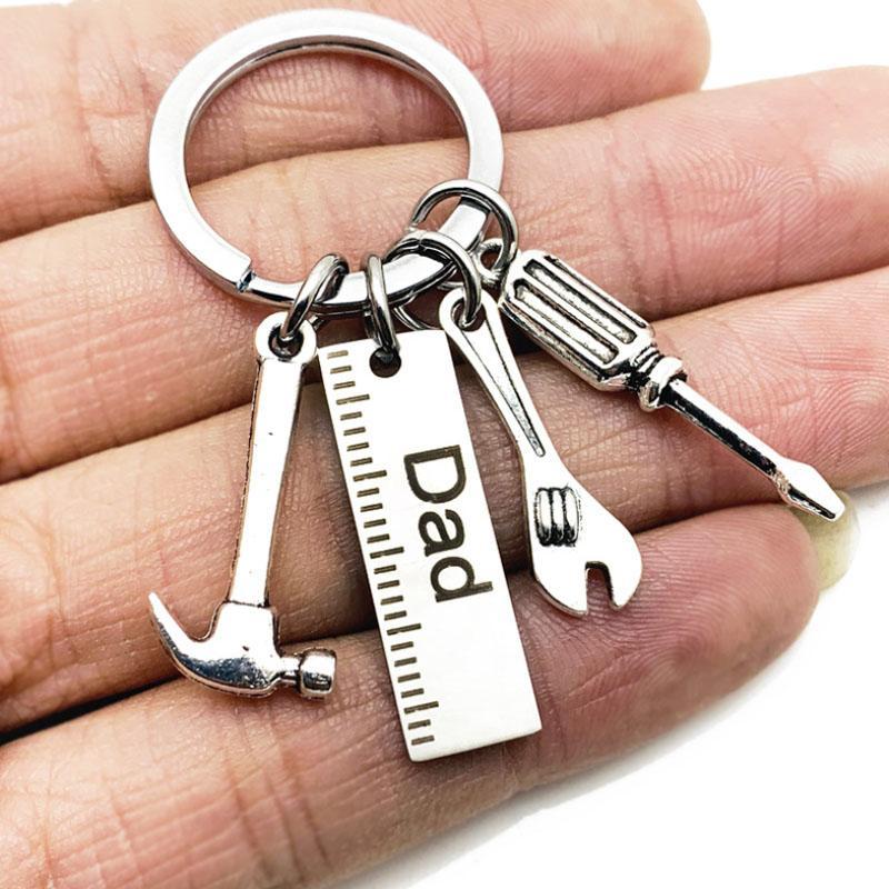 Unisex stainless steel engraved keychain, perfect Fathers Day gift for dad, grandpa, or papa.