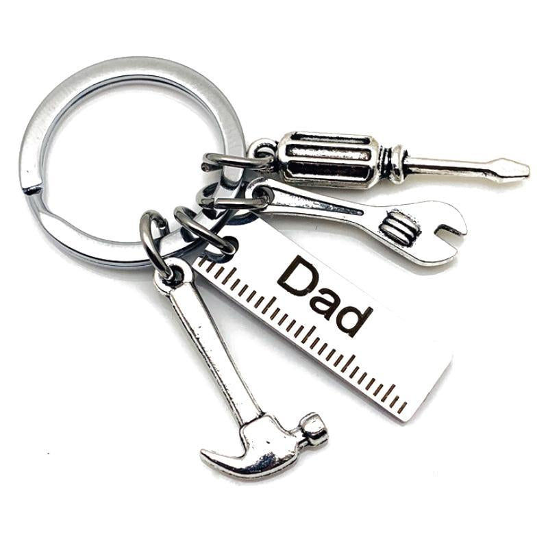 Stainless steel keychain with custom engraving, ideal gift for dads, fathers day present.
