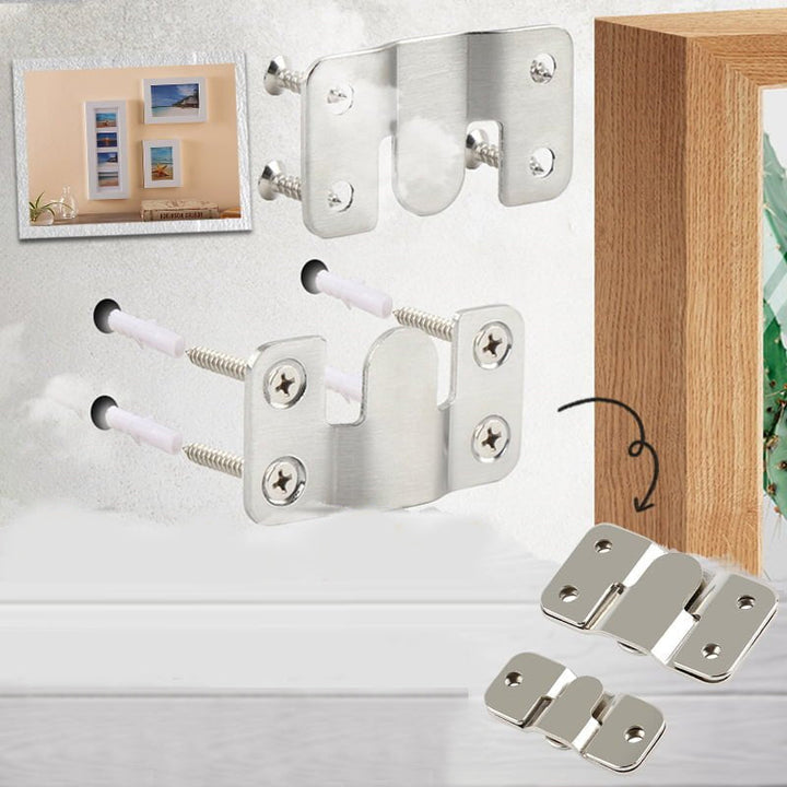 Unisex stainless steel interlock hanging buckle bracket for flush mounting pictures & mirrors